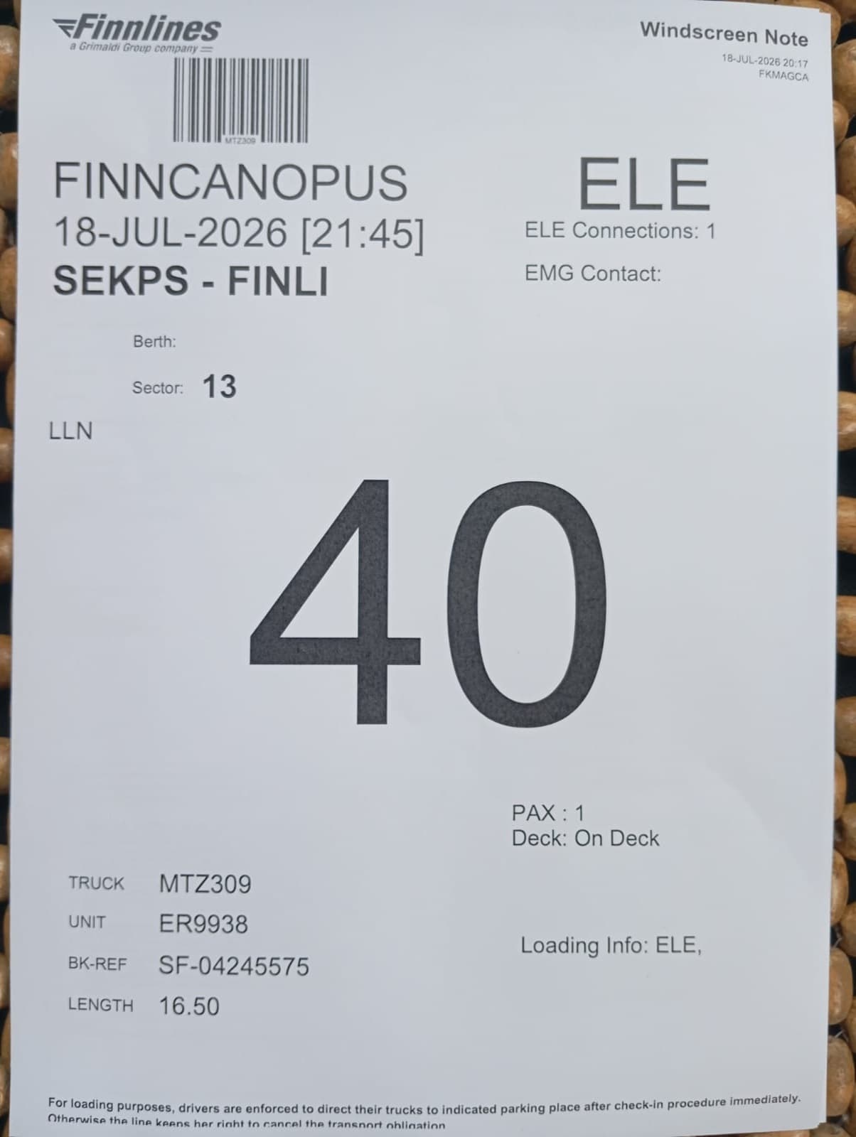 Документи за регистрация във Finnlines