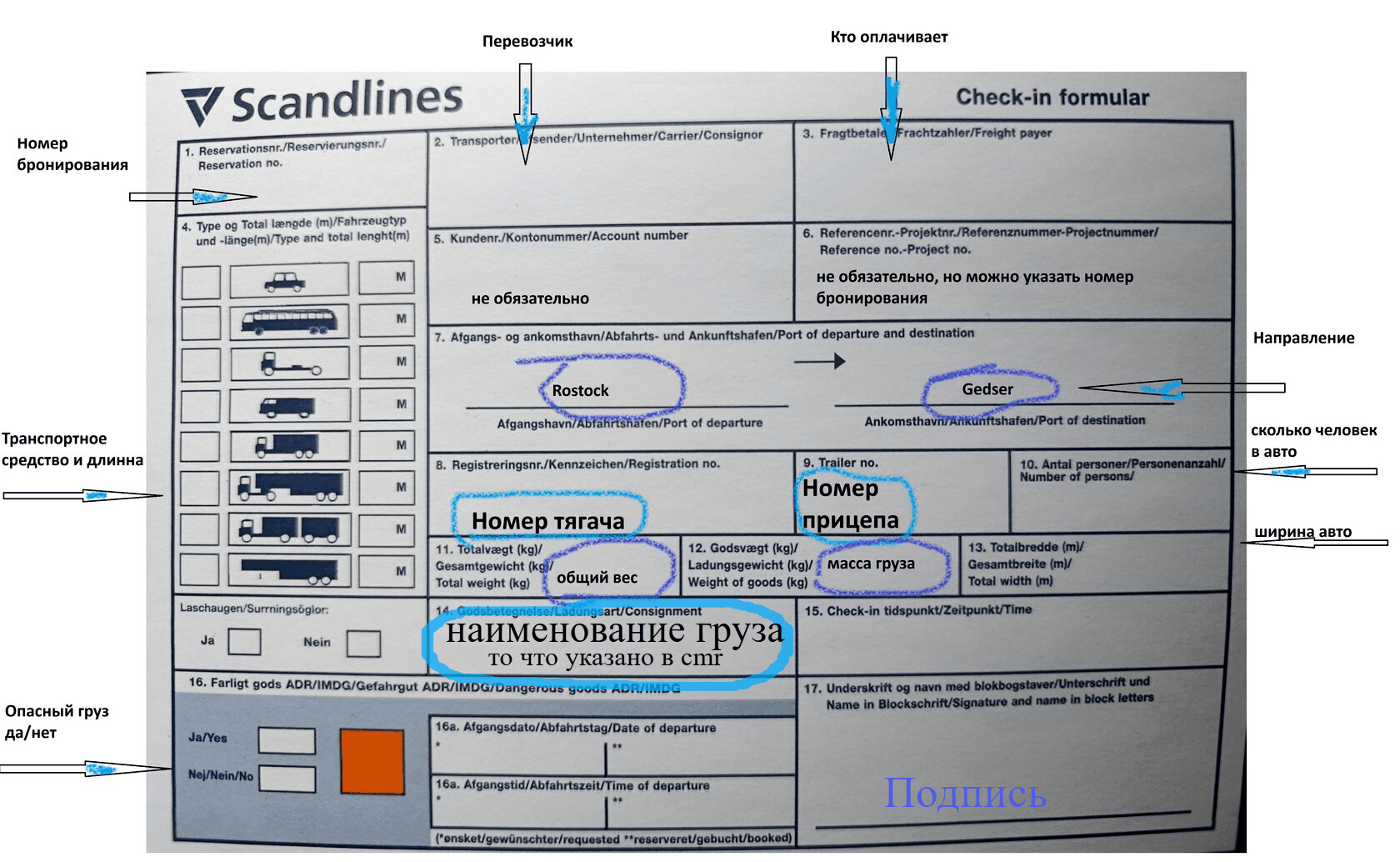 Registrační formulář Scandlines