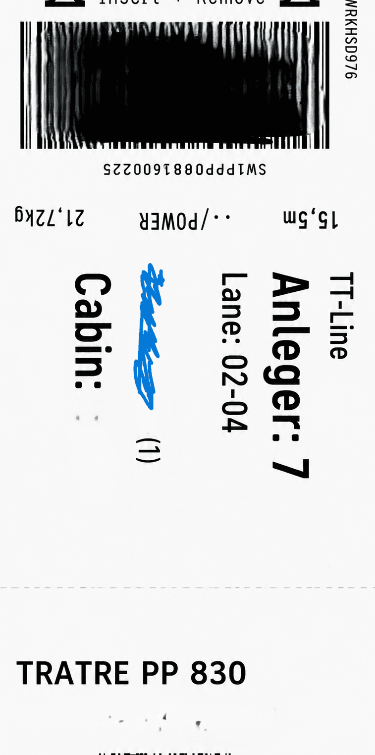 Anmeldungsticket und Einschiffungsinformationen
